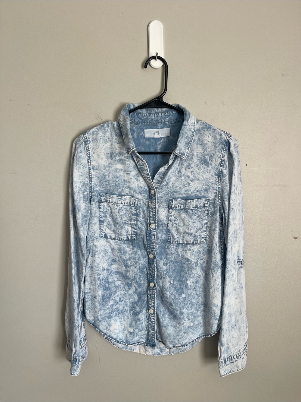 THREAD & SUPPLY Light Blue Acid-Wash Button Down Shirt Sz XS